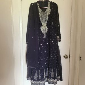 Navy 3 Piece Pakistani Suit